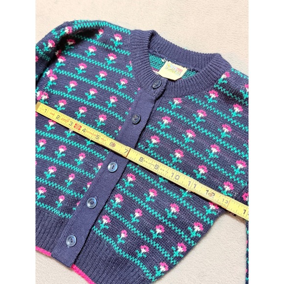 KOHANA Kids Size 4 Navy Floral Print Cottagecore Cardigan Sweater - Picture 3 of 7